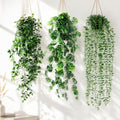 Artificial Hanging Plants for Shelf, 3-Pack Fake Potted Greenery Faux Mandala Monstera and Eucalyptus Vines in Black Pot, Décor for Office Living Room Bathroom Indoor Outdoor by Unknown
