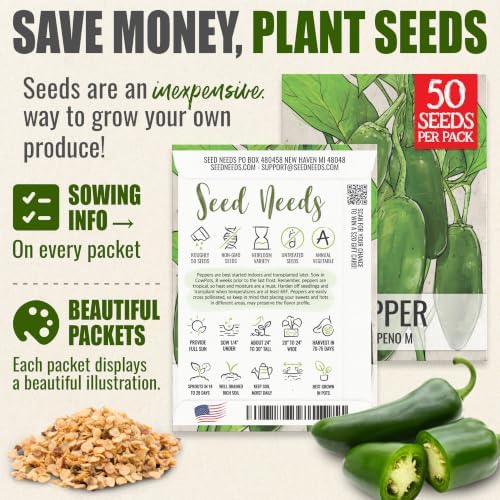 Seed Needs Jalapeño M Hot Pepper Seeds to Plant Vegetables - 5 Packs - Image 3