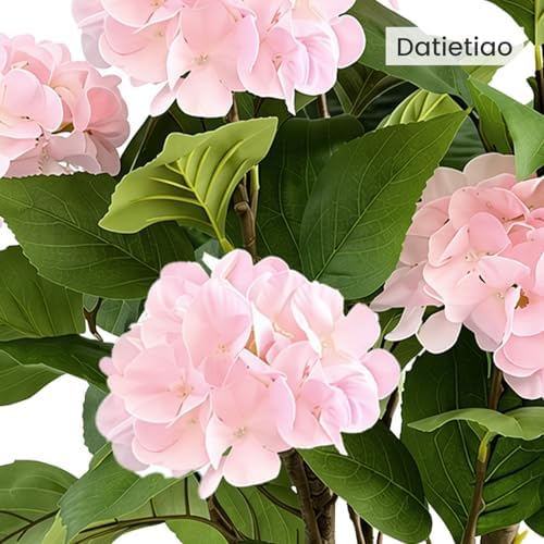 3FT Artificial Hydrangea Tree 2 Pack, Realistic Faux Hydrangea Plants in Pot with Pink Flowers, Lifelike Faux Greenery Home Indoor Outdoor Front Porch Garden or Wedding, Pink - Image 2