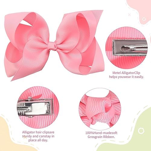 Oaoleer Hair Bows for Girls, 30 Colors 6 Inch Grosgrain Ribbon Hair Bows Clips Alligator Clips Barrettes Hair Accessories, Back to School, Party, Photography, Christmas, Travel - Image 5