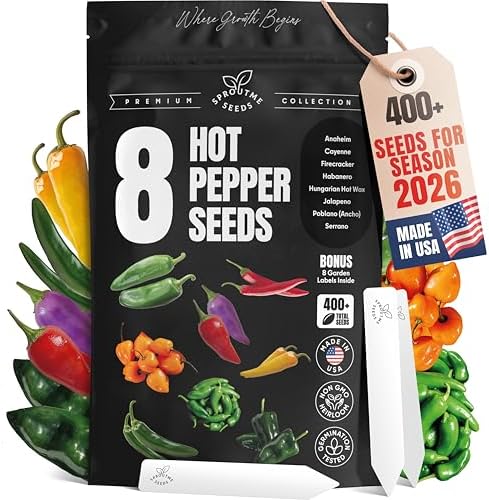 SproutMe Hot Pepper Seeds for Planting, 8 Varieties, 400+ Seeds by SproutMeSeeds