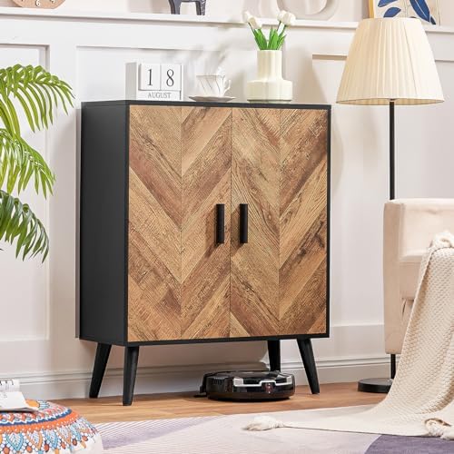Iwell Storage Cabinet with 2 Shelves & Doors, Sideboard Buffet Cabinet with Storage, Entryway Cabinets, Accent Cabinets for Living Room, Dining Room, Entryway, Black - Image 6