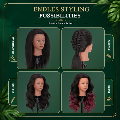 18" Human Hair Mannequin Head with Adjustable Tripod Stand - Image 5