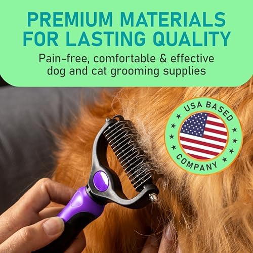 Maxpower Planet Pet Grooming Brush - Double Sided, Extra Wide for Dogs and Cats - Dematting Undercoat Rake, Reduces Shedding by 95%, Purple - Image 3
