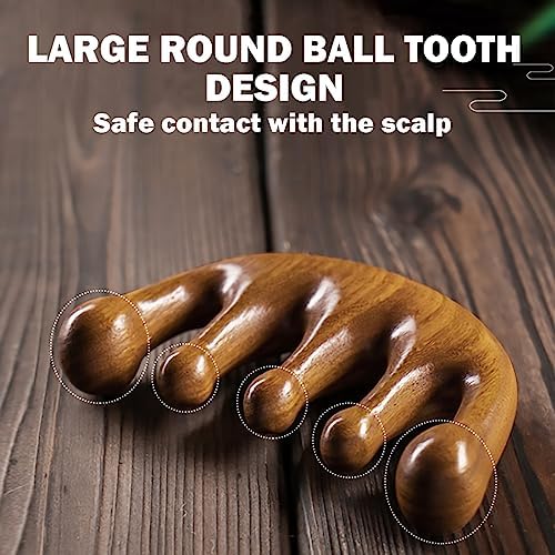 Wooden Scalp Massager - Handmade 100% Natural Green Sandalwood Wide Tooth Combs - Wood Massage Comb & Sandalwood Comb for Luxurious Hair Care - Image 5