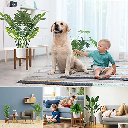 Rnined Adjustable Plant Stand Indoor,Bamboo Mid Century Modern Plants Stands, Stable Plant Holder,Fit 8 9 10 11 12 inch Pots (Pot & Plant Not Included) - Image 6