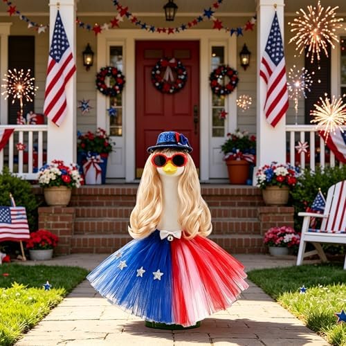 Porch Goose September Labor Day Outfit with Long Blonde Goose Wig - Image 4