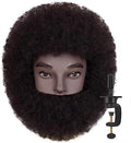8"Afro Male Mannequin Head with Beard 100% Human Hair 4A Type for Braiding Hairdresser Training Head Cosmetology Afro Hair Manikin Head for Practice Styling Cornrow Braiding with Clamp Stand by DIRUISI
