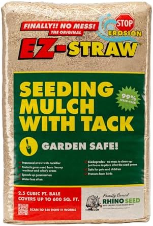 EZ-Straw Seeding Mulch with Tackifier - Biodegradable Organic Processed Straw a 2.5 CU FT Bale (Covers up to 500 sq. ft.) by EZ+Straw