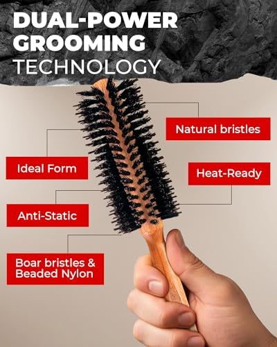 Bossman Men's Boar & Nylon Bristle Hair & Beard Brush - For Wet & Dry Use - Image 2