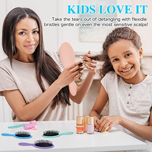 Nuenen 6 Pcs Wet Detangling Hair Brush, Dry Soft Bristle, Bright Colors - Image 3