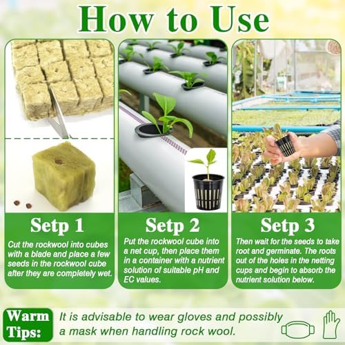 Halatool 24 x 2 Rockwool Cubes & 24 x 3 Net Cups Hydroponic Starter Kit - Image 3