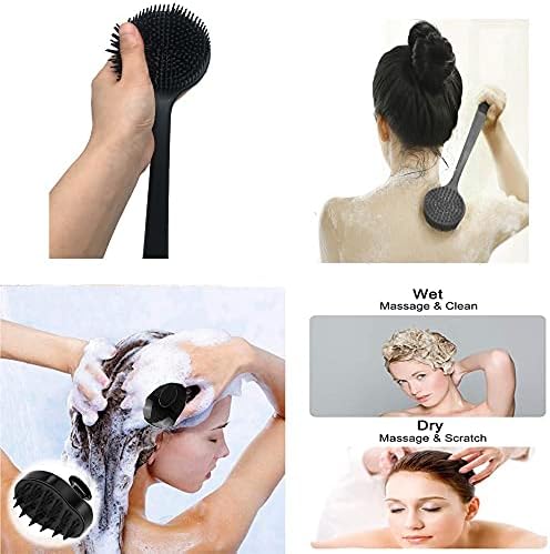 Silicone Body Scrubber & Scalp Massager, Long Handle Shower Brush, Exfoliating Scrubber for Men, Women & Kids - Image 6