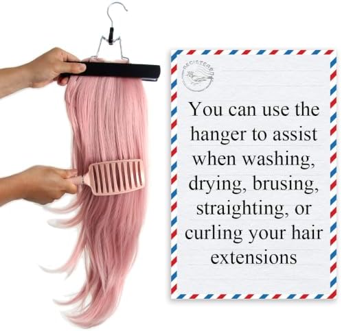 1 Pack Wig Bag Storage with Hanger Extra Long Hair Extensions Holder, Black - Image 4