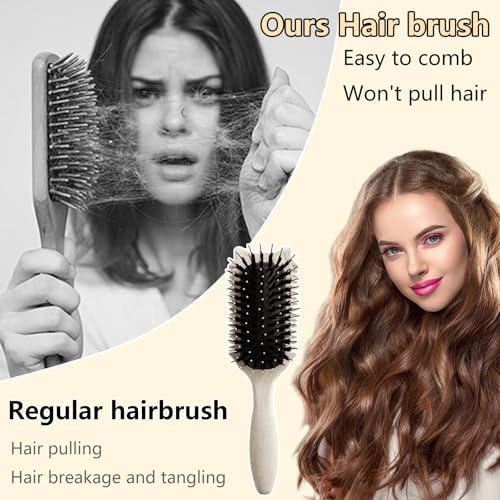 Curly Hair Brush : Curl Defining Brush for Curls Waves Coils Define Volumize Detangle Women Curls Reduce Hair Pulling Frizz Cat ears styling Beige - Image 3