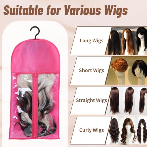 14PCS Wigs Storage Bags With Hanger, Dust-proof Wig Holder, Water-proof Wigs Rack & Organizer, Breathable Hair Extension Holder (14PCS Assorted Set in 2 Sizes & 2 Colors) - Image 4