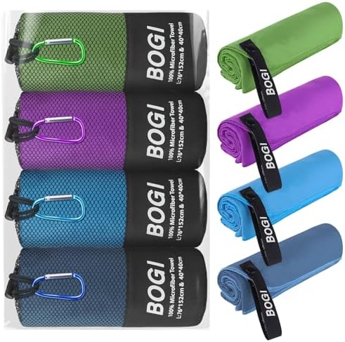 BOGI 4 Pack(8 pcs) Microfiber Travel Sports Towel-Quick Dry Towel, Soft Lightweight Microfiber Camping Towel Absorbent Compact Travel Towel for Camping Gym Beach Bath Yoga Swimming Backpacking-Large by BOGI