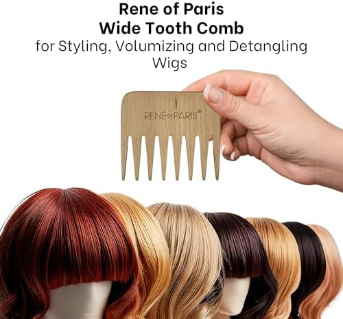 Rene of Paris Wooden Wide Tooth Comb, for Human & Synthetic Hair Wigs - Image 2