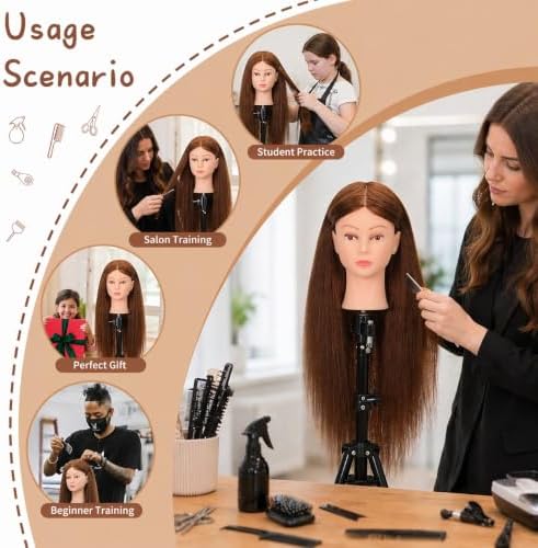 22-24'' 100% Human Hair Mannequin Head with Adjustable Stand - Image 6
