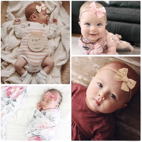 BQUBO Baby Girl Bows and Headbands Cute Headbands with Bow Nylon Hairbands Handmade Hair Accessories for Newborn Infant Toddlers 10 Pack - Image 3