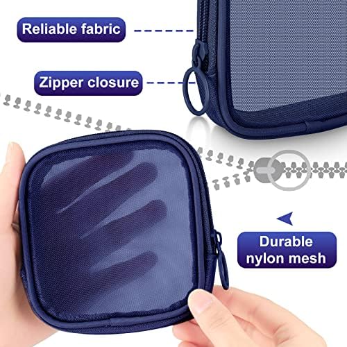 Weewooday 4Pcs Mesh Makeup Bag, Navy Blue, Small, Classic - Image 3