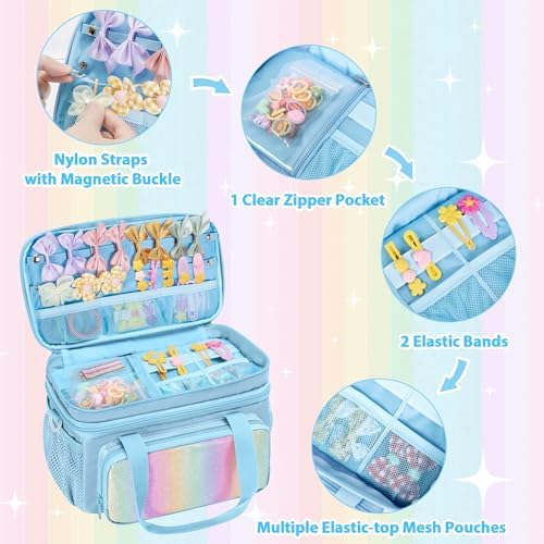 Hair Bow Organizer Baby Girls, Double Layer Hair Accessories Storage Bag - Image 3