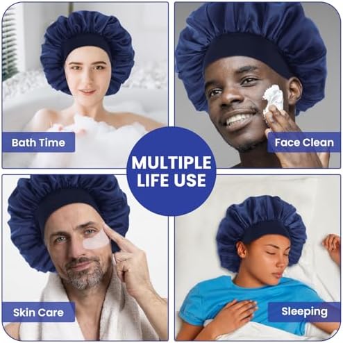 WLLHYF Silk Bonnet for Men, Satin Bonnet Elastic Band Silk Sleep Cap Soft Adjustable Hair Cap Hair Wrap for Women Sleeping - Image 4