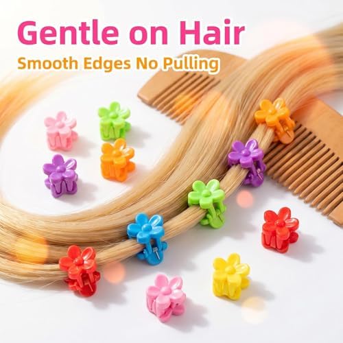 100 Pcs Mini Hair Clips for Girls, Cute Pastel Flower & Animal Design Clips, Durable Plastic Hair Accessories for Toddlers and Kids - Image 2