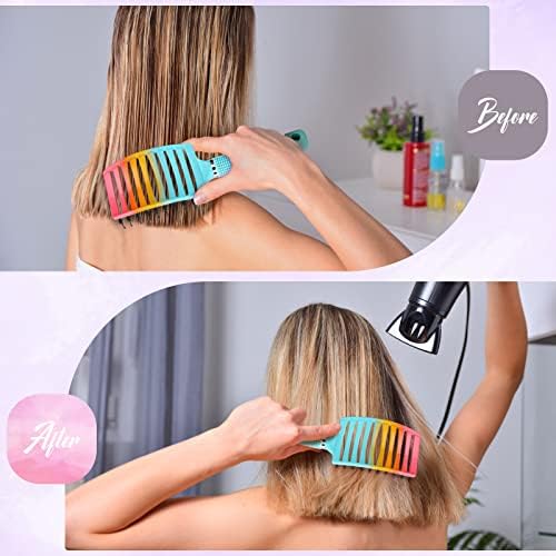 Boar Bristle Hair Brush, Curved Vented Detangler Brush Faster Blow Drying, Paddle Detangling Brush for Women Men Kids Wet Dry Long Curly Thick Straight Hair, Make Hair Shiny and Healthier(Green+Blue) - Image 3
