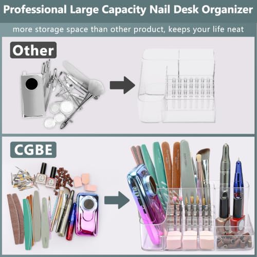 CGBE Acrylic Nail Drill Holder, 28 Holes Transparent Nail Desk Organizer - Image 3