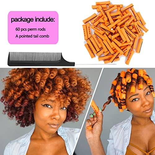 60pcs Perm Rods Set for Natural Hair Cold Wave Rods Hair Rollers for Women's Long Medium short Hair Curler Styling DIY Hairdressing Tools（Orange） - Image 3