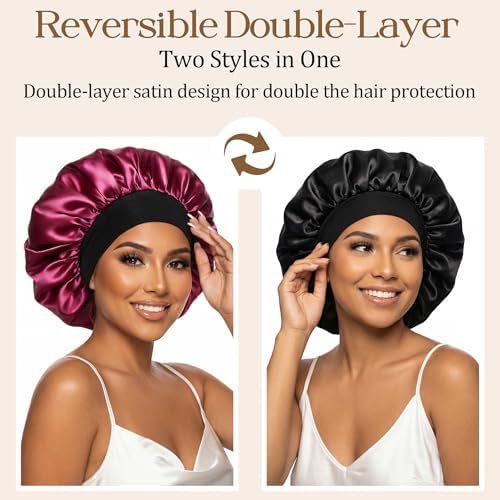 Babalet Double Layer Satin Bonnet for Sleeping Women Men Sleep Cap - Image 4
