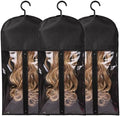 3PCS Hair Extension Holder Wig Storage Bags with Hanger Wig Holder for Multiple Wigs Hanger Dust-proof Storage Organizer with Hook Hair Extensions, wigs & accessories (Black) by AIHOPESTO
