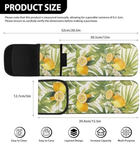 Flat Iron Case Holder Silicone Heat Resistant Neoprene Curling Iron Straightener Holder Cover Bag and Silicone Travel Mat for Travel Daily Hair Tools Curling Lemon Leaf - Image 5