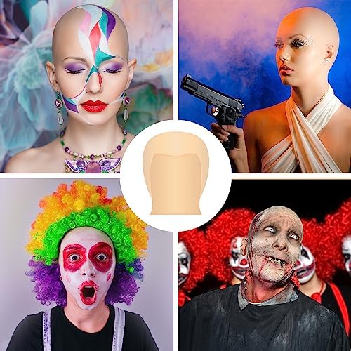 Bald Cap Halloween, 6 Pcs Nylon Wig Caps 6 Pcs Latex Makeup Bald Cap for Adults Women Men Costume Accessory for Theme Halloween Party Cosplay - Image 6