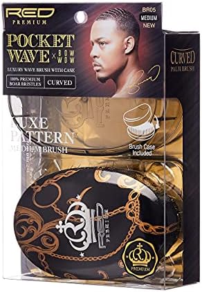 Red by Kiss Premium Pocket Wave X Bow Wow Curved Palm Boar Brush with Case (Medium Bristles) - Image 5