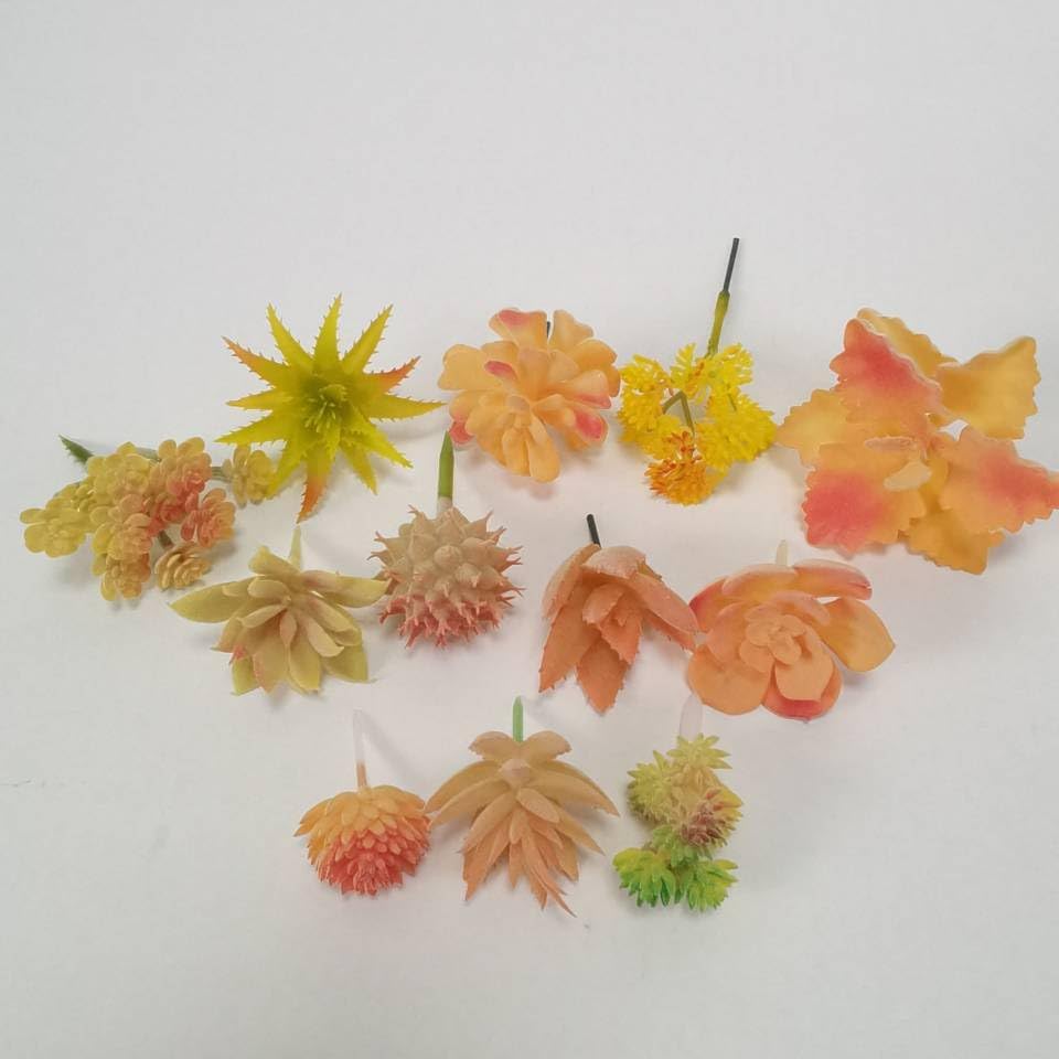 12 Pieces Orange Fake Succulent Plant,Mini Artificial Succulents,Artificial Air Plants That Look Real,Plastic Plant for Garden & Outdoor Home Décor (Orange) - Image 4
