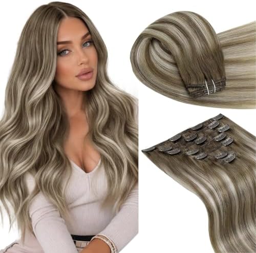 LaaVoo Human Hair Clip In Extensions, For Special Occasion, 14 Inch by LaaVoo