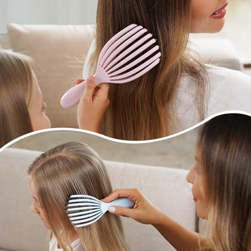 SHINLEA Detangler Brush for Curly Hair, Wet Dry Detangling Hair Brush for Thick Thin Wavy Hair, Gentle Detangle Hairbrush Reduces Breakage for Women Men Kids (Pink and Blue) - Image 5