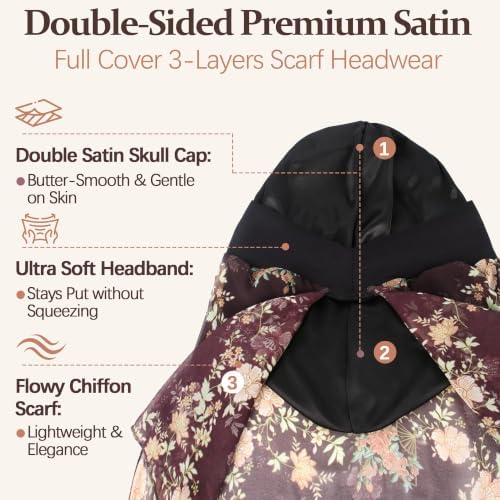 Ababalaya Satin Lined Head Wrap Chemo Headwear for Women - Image 2