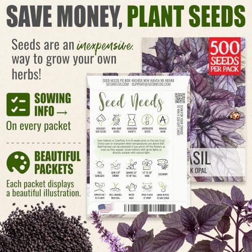 Seed Needs Opal Basil Seeds to Plant an Herb Garden - 10 Packs - Image 3