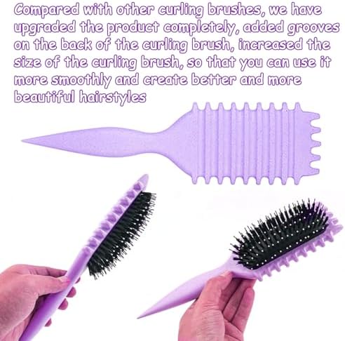 1 PCS Curly Hair Brush, Curl Defining Brush (Purple) - Image 2