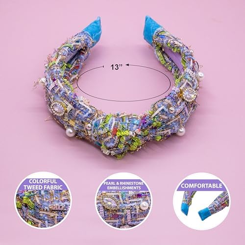 FROG SAC Knot Headband for Girls, Knotted Headbands for Toddler Kids, Rainbow Beaded Unicorn Hair Accessories, Halloween Christmas Stocking Easter Basket Stuffers (Blue Multicolor) - Image 4