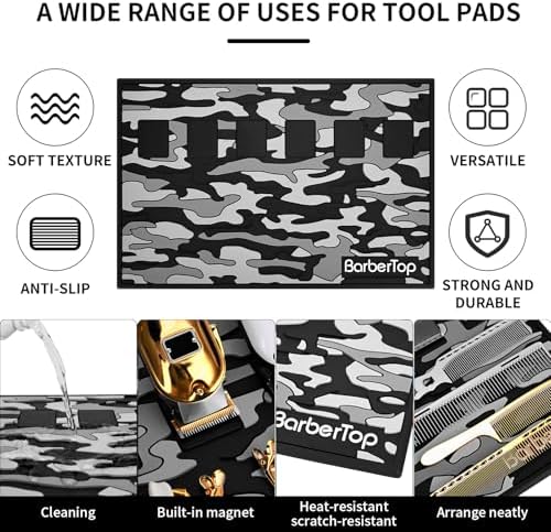 6 Magnetic Barber Mat, 12.5 x 19 Anti-Slip Barbershop Station Mats for Clippers, Salon Organizer Table Pad, Hairstylist Scissors Pad for Desktop Organization, Prevents Scratches (Gray) - Image 4