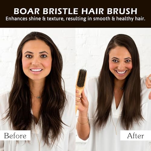 Boar Bristle Slick Back Hair Brush for Sleek Ponytail Bun & Smoothing Baby Hairs & Flyaways - Soft Boar Brush Hair Comb for Women & Men - Teasing Hairbrush with Wide Rat Tail for Sectioning & Parting - Image 5