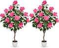 Briful 49.6" Artificial Hibiscus Trees 2 Pack, Faux Tropical Plants, Pink by Briful