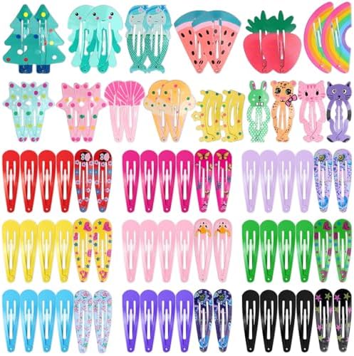 Anezus 80 Pcs Hair Clips for Girls Hair Barrettes Snap Non-Slip Metal Hair Clips for Girls Kids Teens Women by anezus