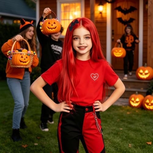 5pcs Red Girls Princess Costume Cosplay Wig for Halloween JZ064 - Image 5