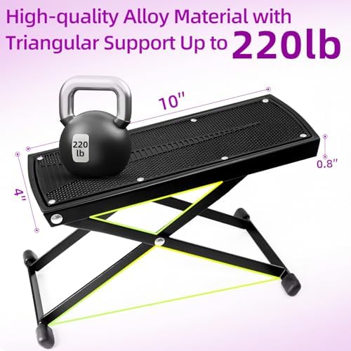 Pedicure Foot Rest, 6 Heights Adjustable Foot Stool, Metal Foldable Non-Slip Stand for Home and Salon Use Pedicure Station, Ideal Pedi Stool for Nail Tech or Guitar Foot Stool Black - Image 2