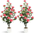 UPBUD Artificial Camellia Tree 2 Pack, 43.3" Tall Fake Camellia Plant by UPBUD